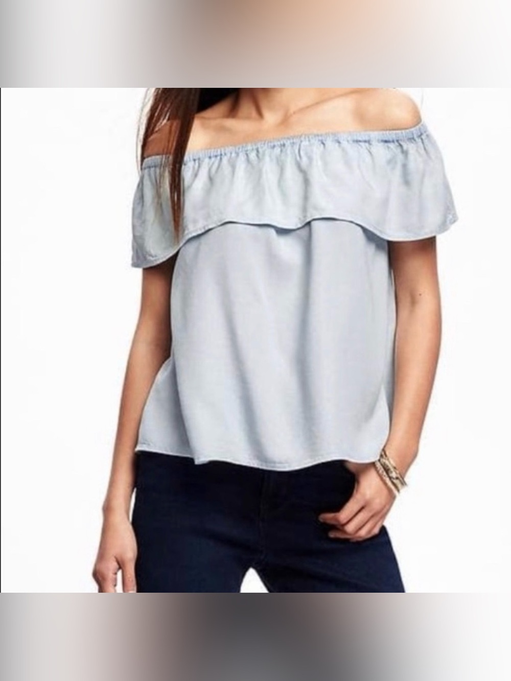 Old Navy Pale Blue Off-Shoulder Ruffle Top